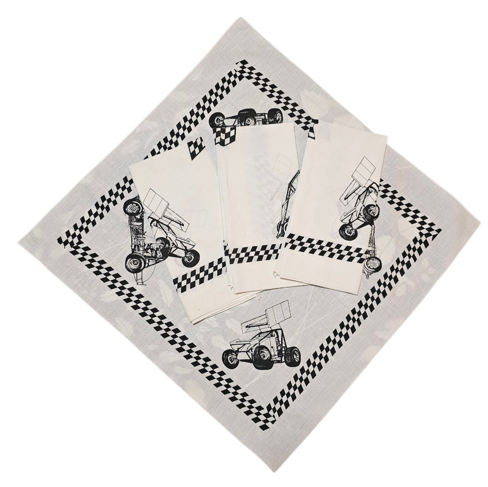 Vintage Sprint Racing Car Bandana Handkerchief set of 4 New Perfect Condition